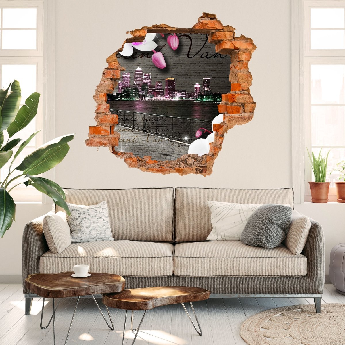 3D wall sticker clinker vintage flowers modern - wall decal M0549