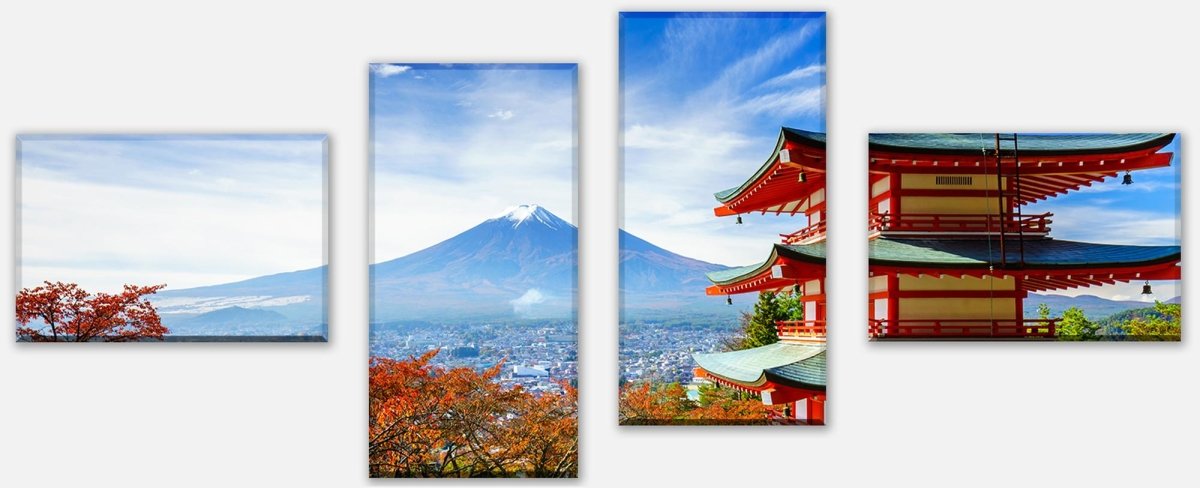 Leinwandbild Mehrteiler Mount Fuji-Chureito Pagoda M0552