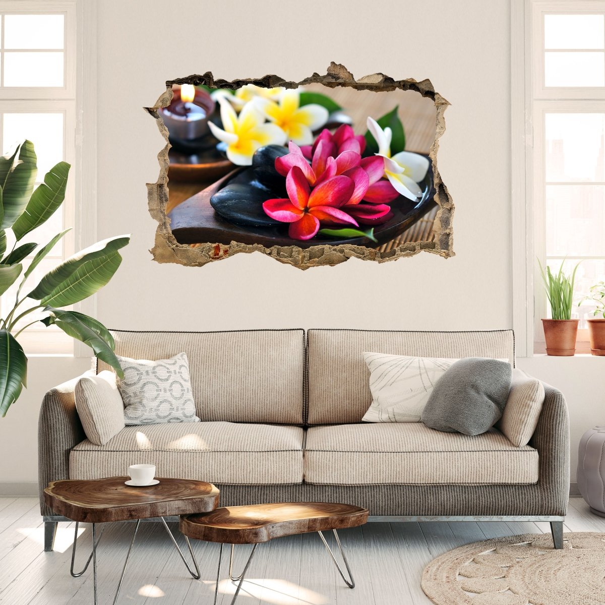 3D wall sticker Fangipani flowers - Wall Decal M0570
