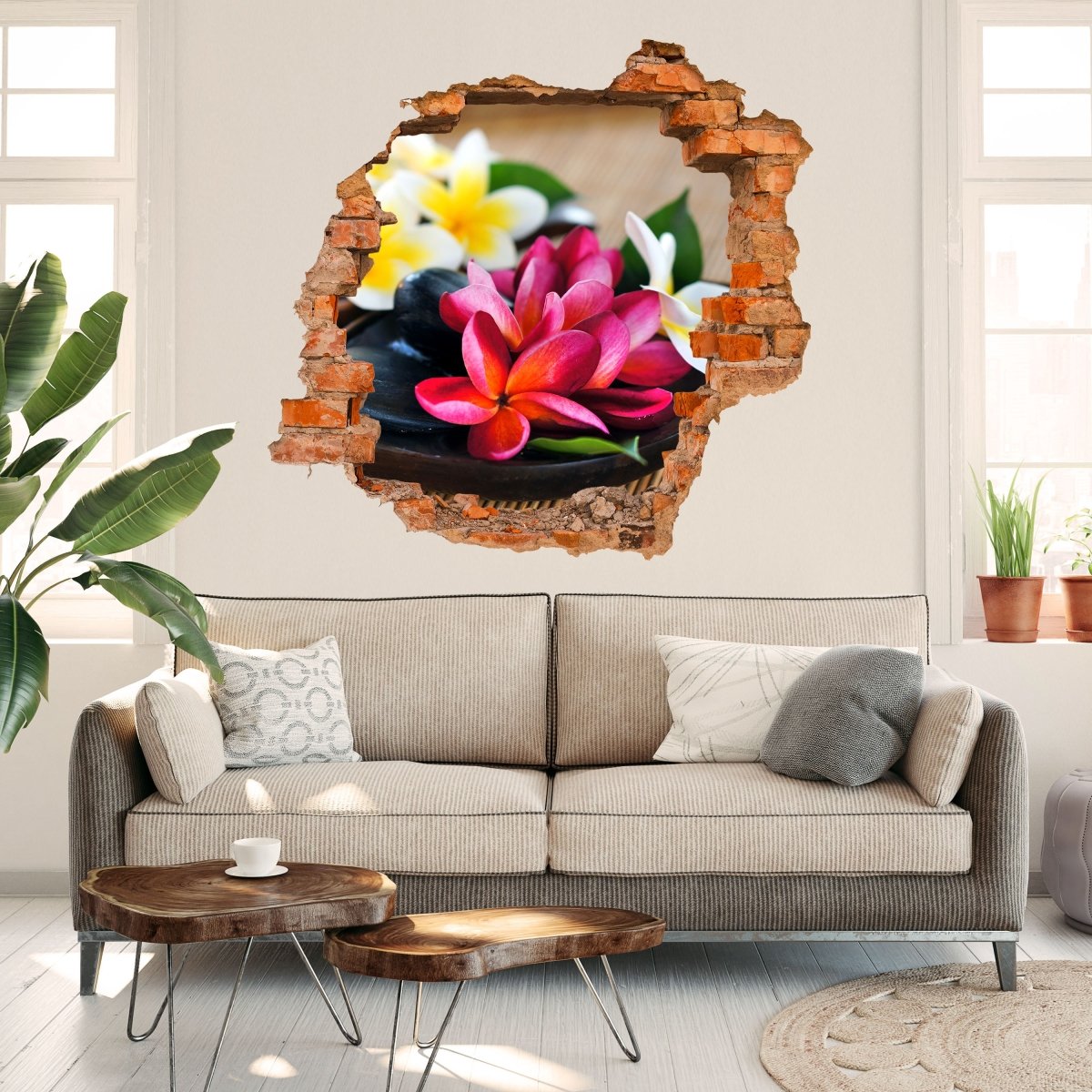 3D wall sticker Fangipani flowers - Wall Decal M0570