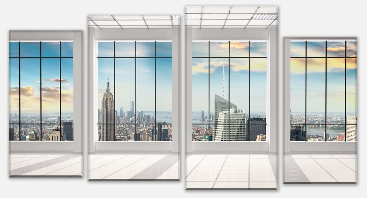 Leinwandbild Mehrteiler Manhattan Blick von einem leeren Büro M0573