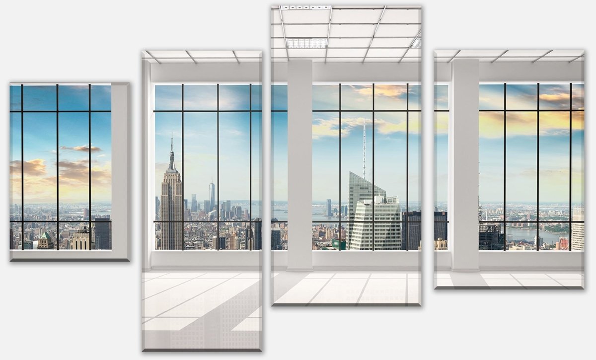 Leinwandbild Mehrteiler Manhattan Blick von einem leeren Büro M0573
