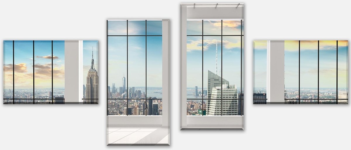 Leinwandbild Mehrteiler Manhattan Blick von einem leeren Büro M0573