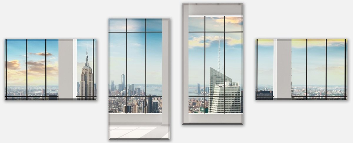 Leinwandbild Mehrteiler Manhattan Blick von einem leeren Büro M0573