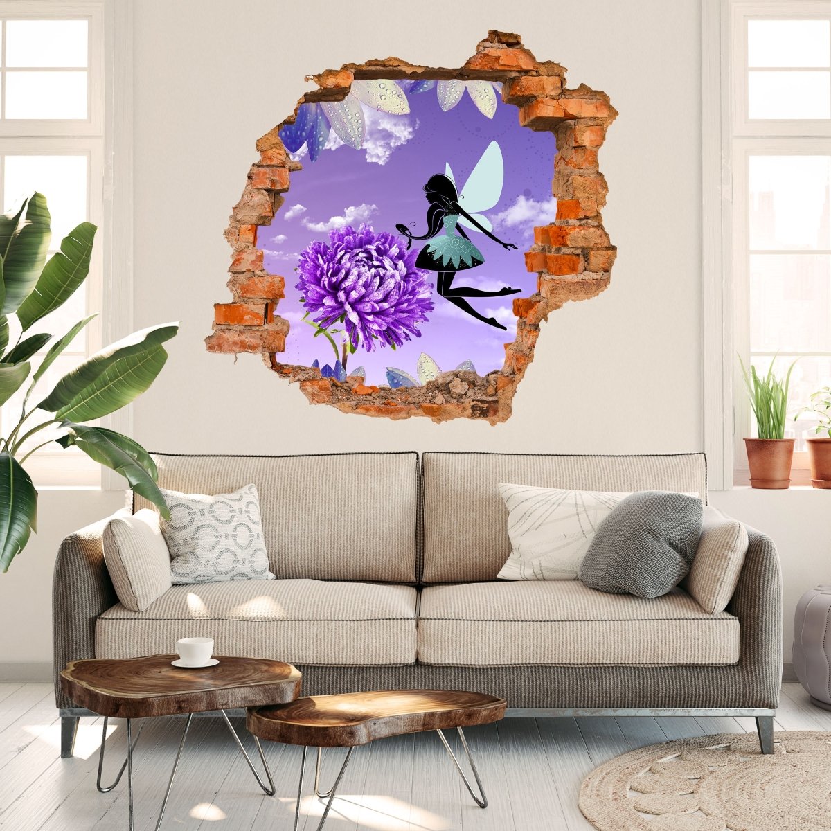 Sticker mural 3D fée des fleurs - Wall Decal M0576