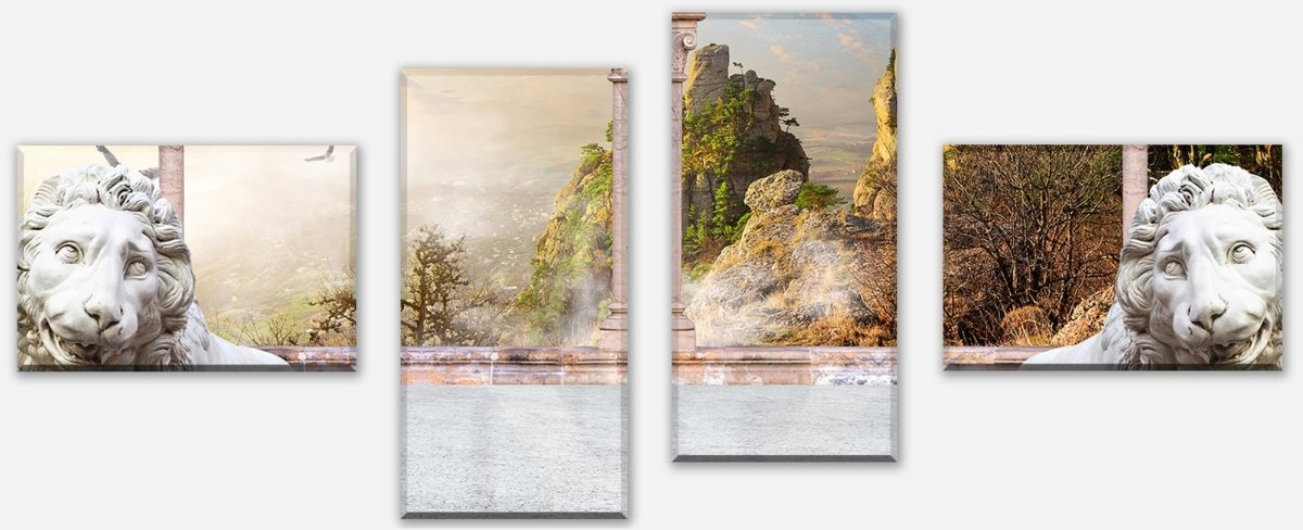 Stretched Canvas Print Columns With Lions M0578