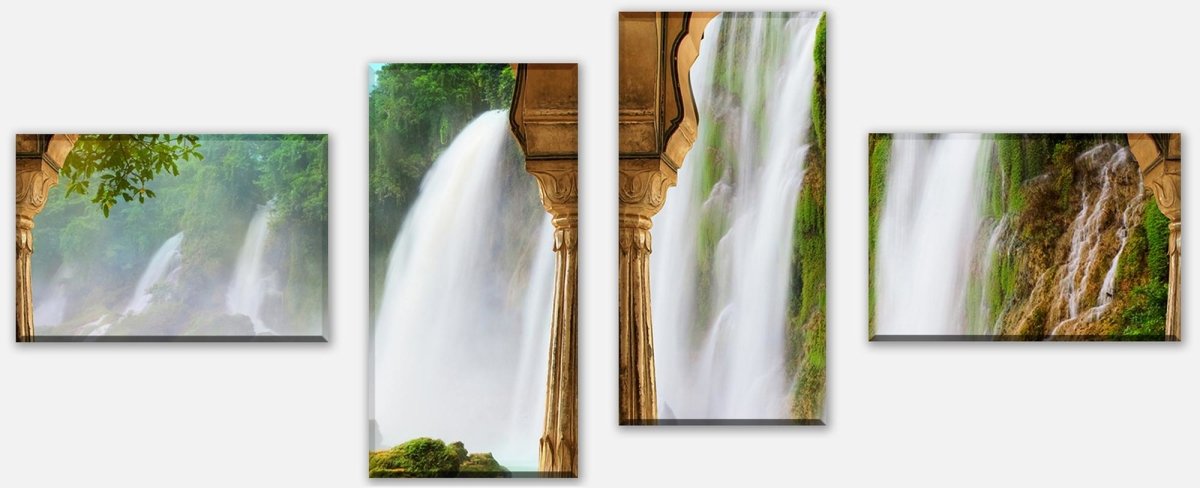 Leinwandbild Mehrteiler Säulen - tropischer Wasserfall M0596