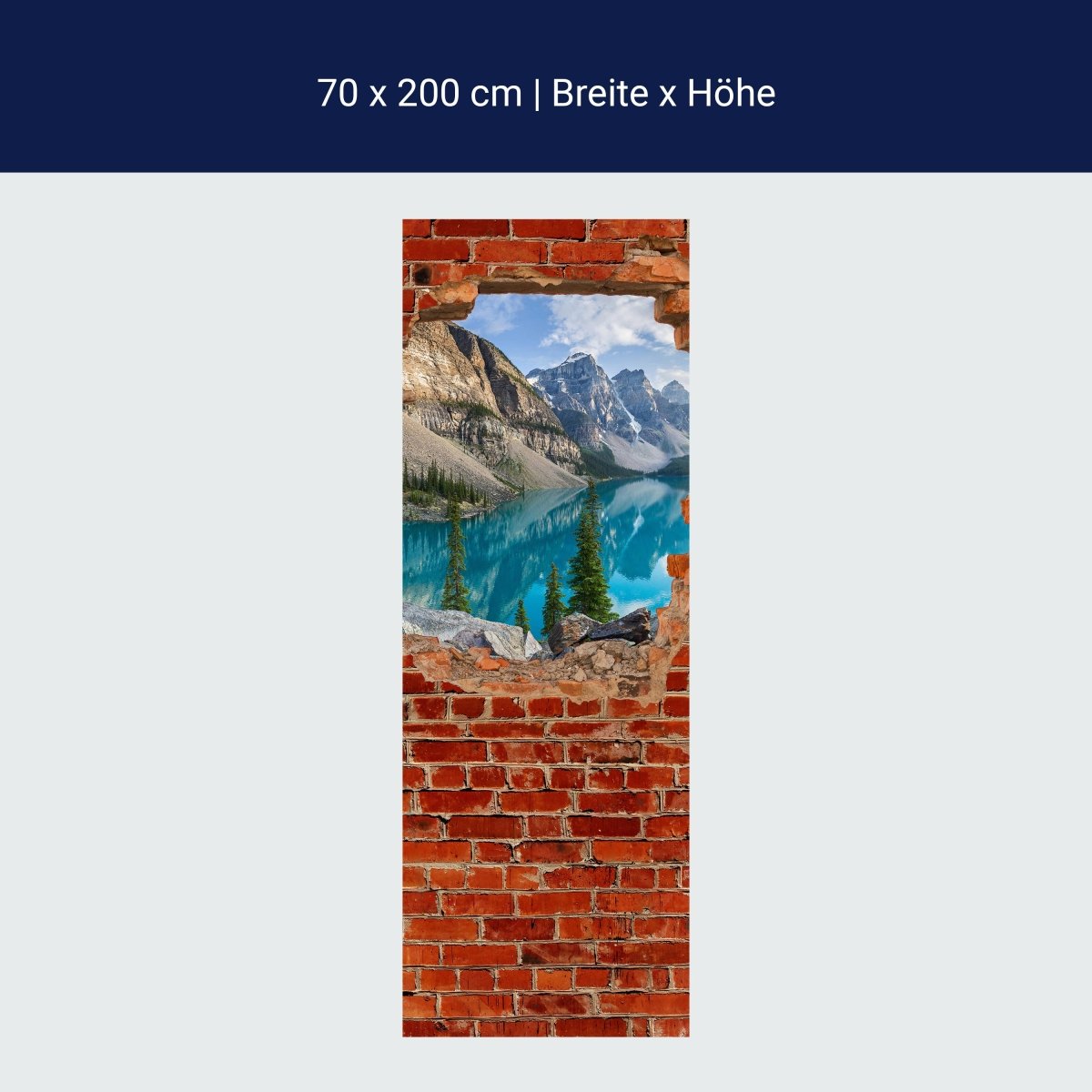 Türtapete Moraine See Panorama - Roter Backstein M0609