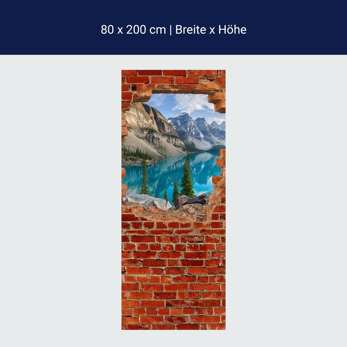 Türtapete Moraine See Panorama - Roter Backstein M0609