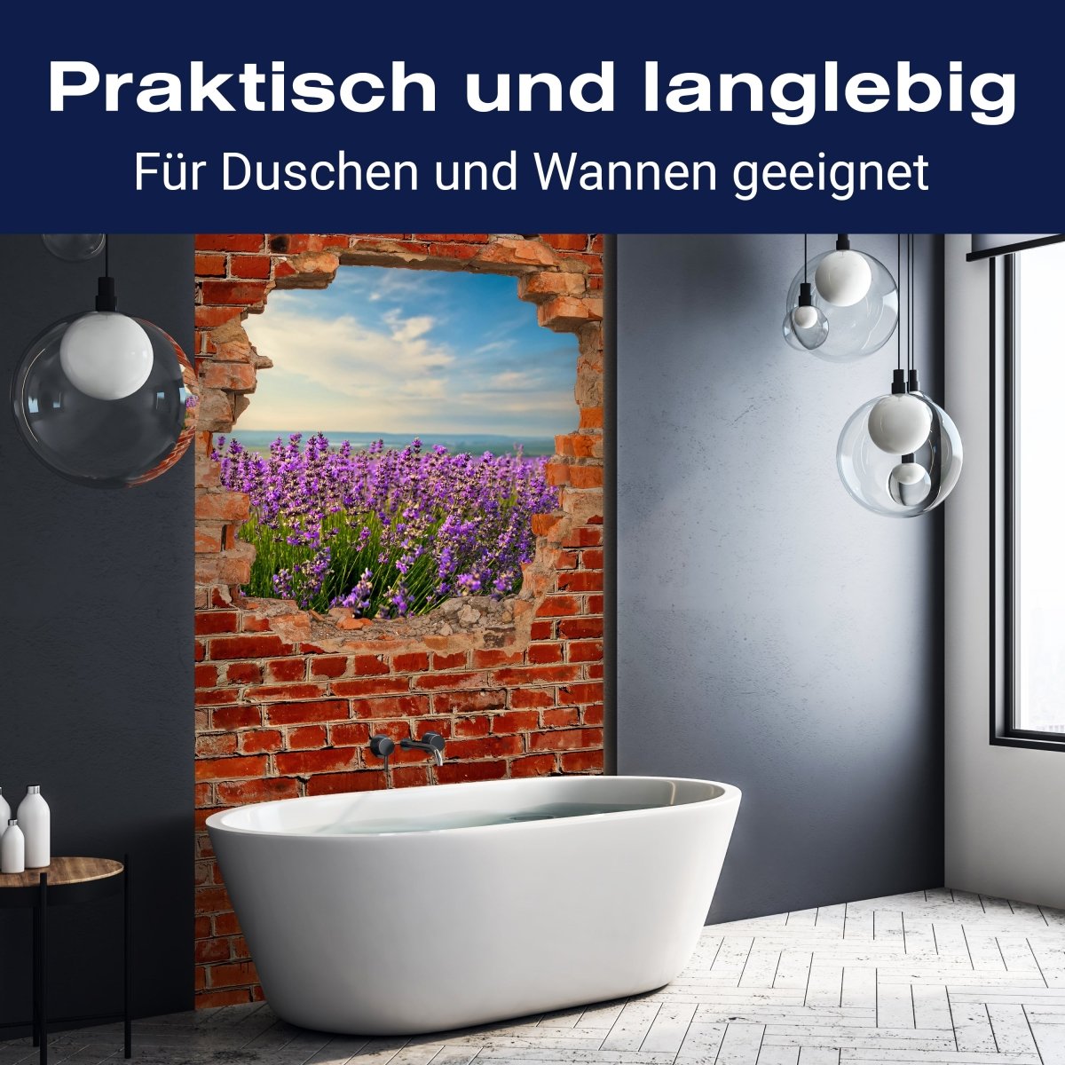 Duschwand Lavendel - Roter Backstein M0615 entdecken - Bild 3