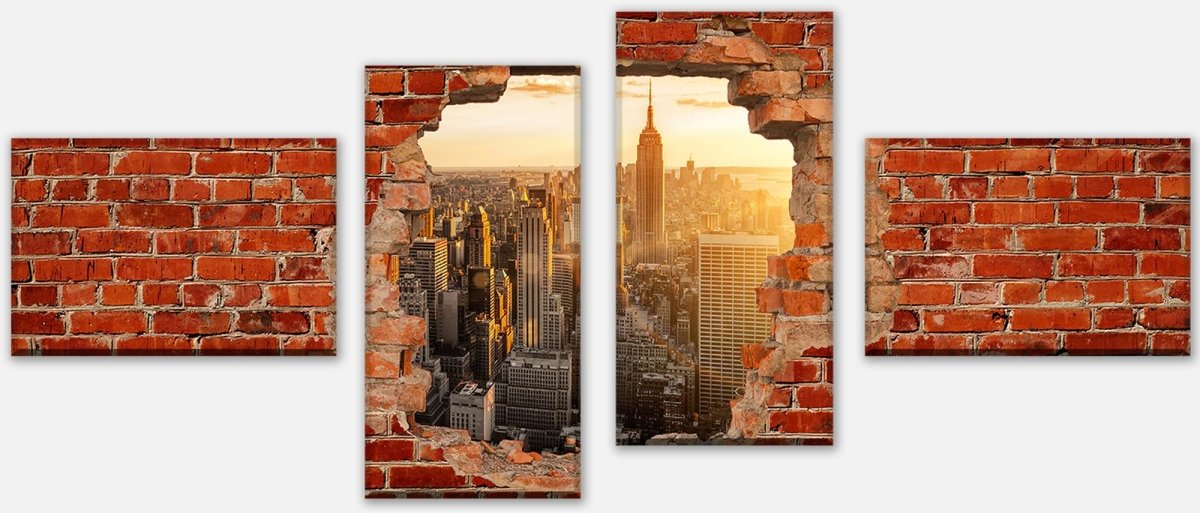 Leinwandbild Mehrteiler New York - Roter Backstein M0616