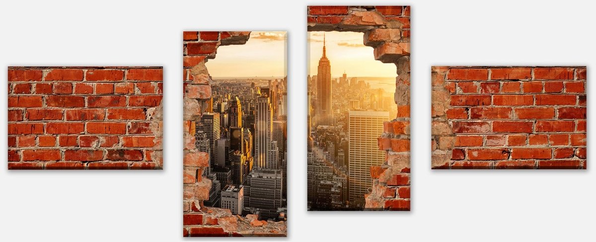 Leinwandbild Mehrteiler New York - Roter Backstein M0616