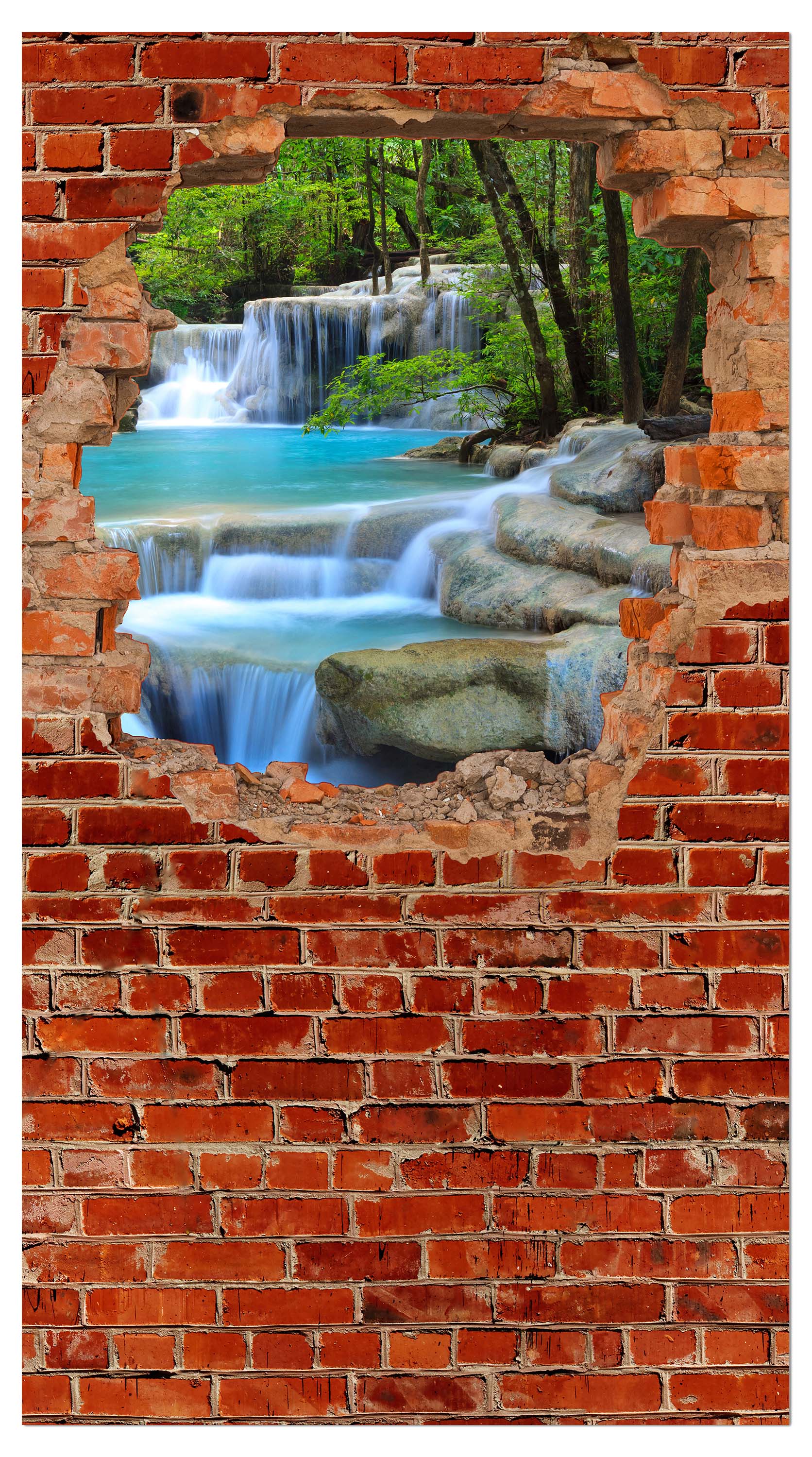 Garderobe Wasserfall im Wald - Roter Backstein M0618 entdecken - Bild 4