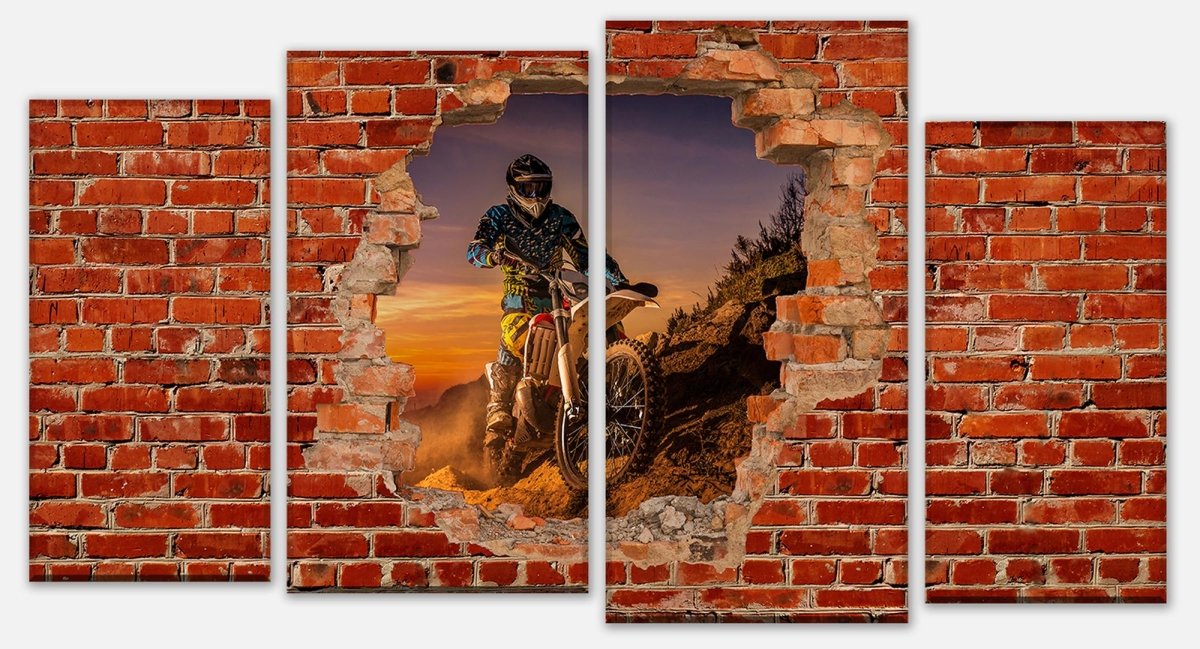 Stretched Canvas Print Extreme Biker - Red Brick M0620