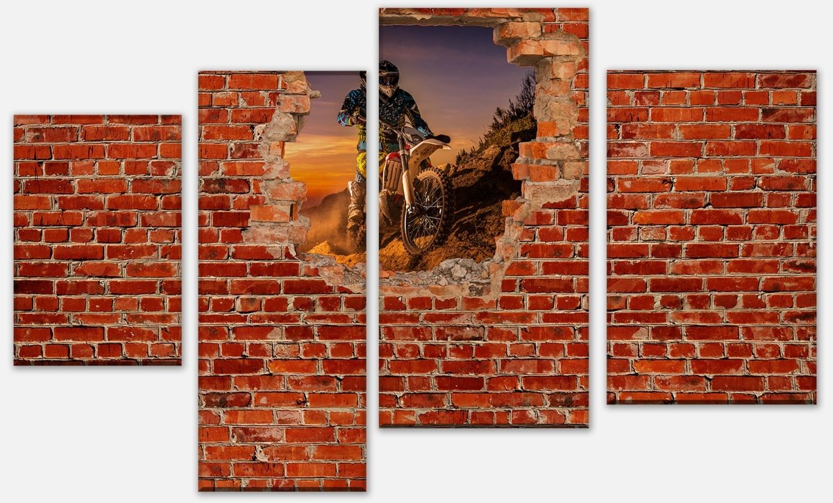 Stretched Canvas Print Extreme Biker - Red Brick M0620