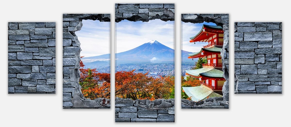 Leinwandbild Mehrteiler 3D Optik -Mount Fuji-Chureito Pagoda M0622 entdecken - Bild 1