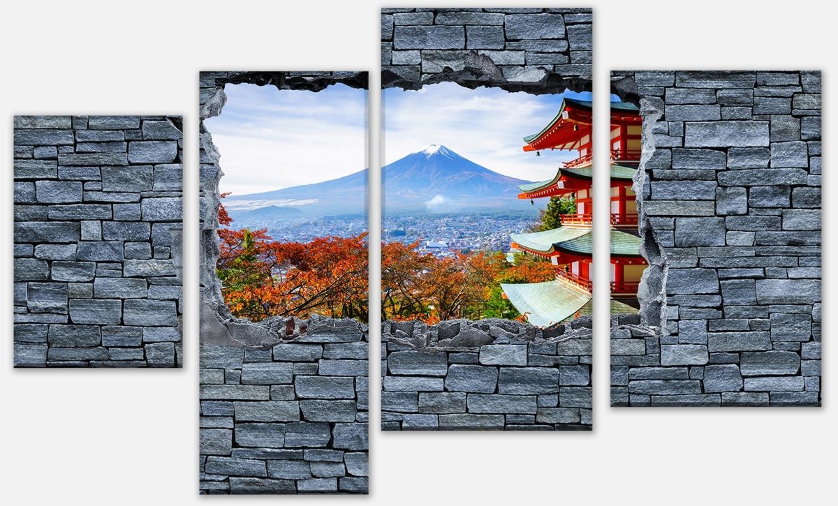 Canvas print multi-part 3D optics -Mount Fuji-Chureito Pagoda M0622