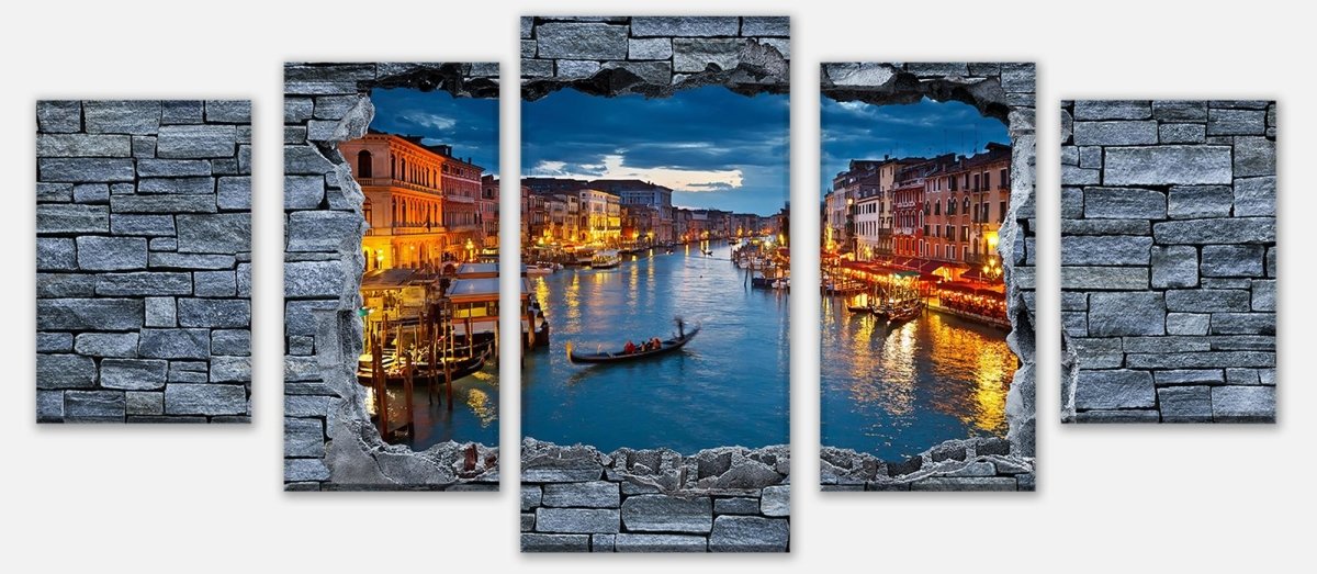 Leinwandbild Mehrteiler 3D Canale Grande Venedig - Steinmauer M0632 entdecken - Bild 1