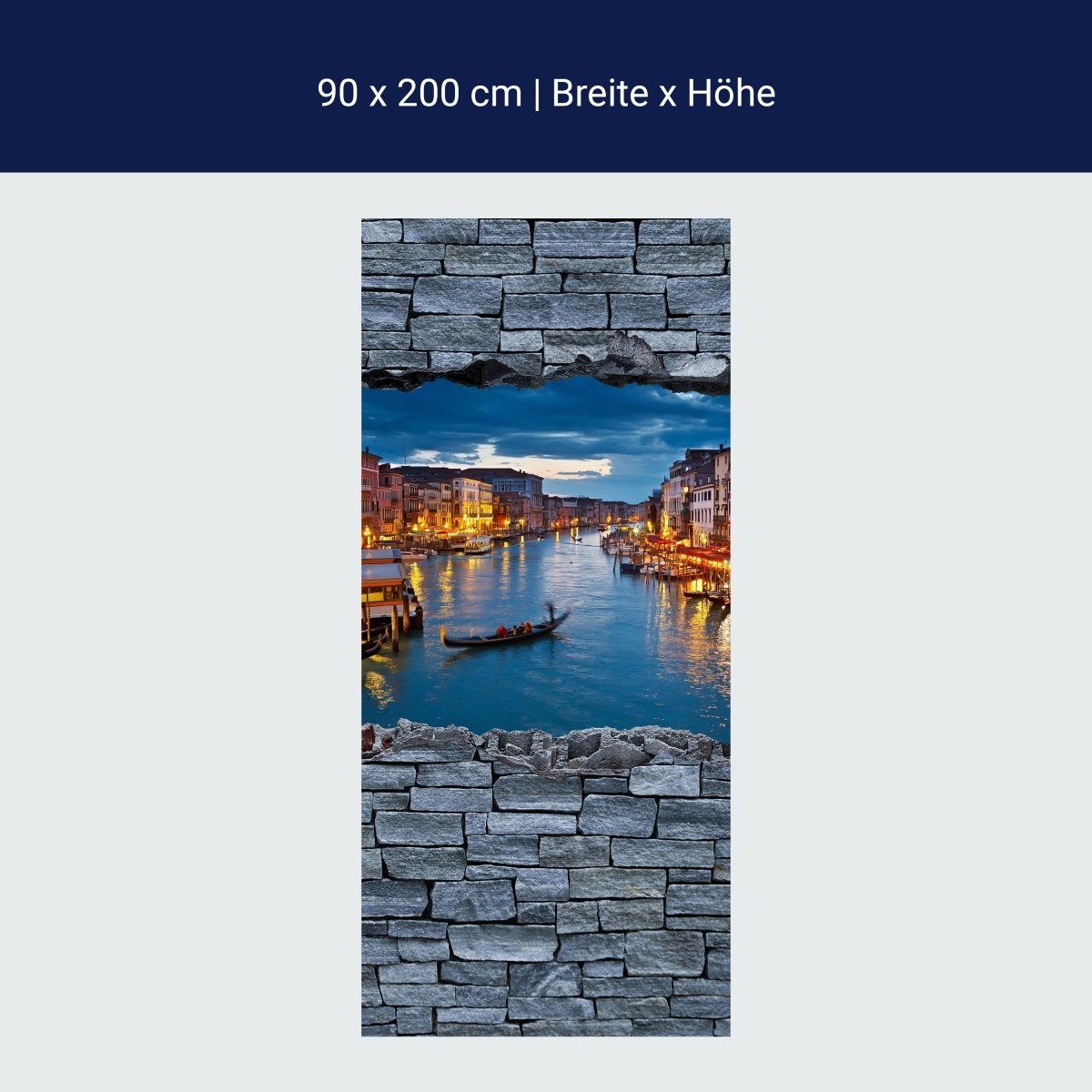 Türtapete 3D Canale Grande Venedig - Steinmauer M0632