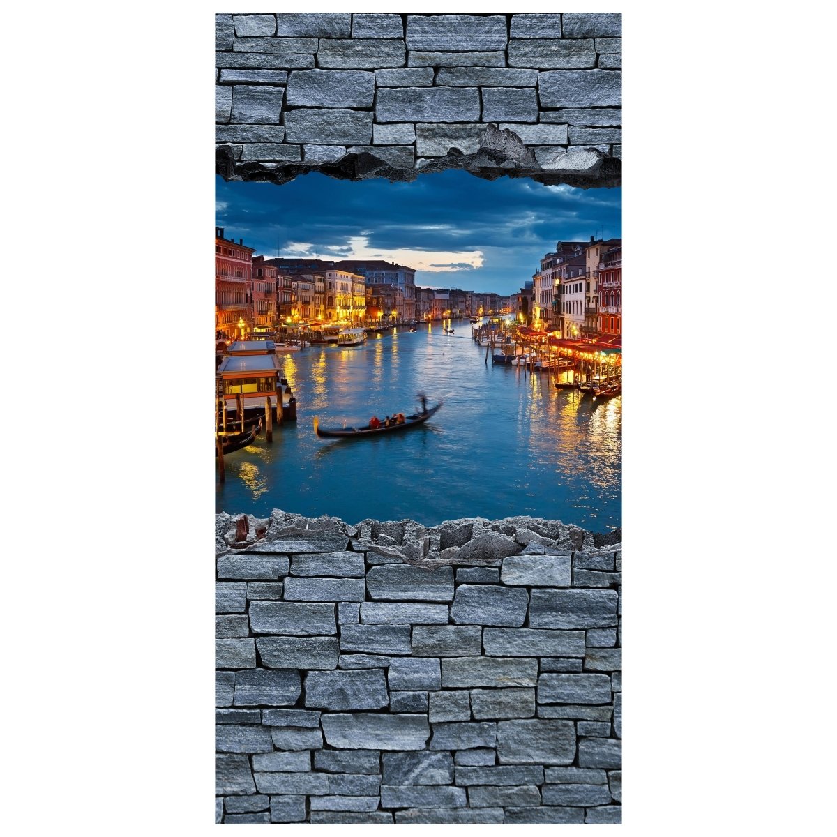 Türtapete 3D Canale Grande Venedig - Steinmauer M0632 - Bild 2