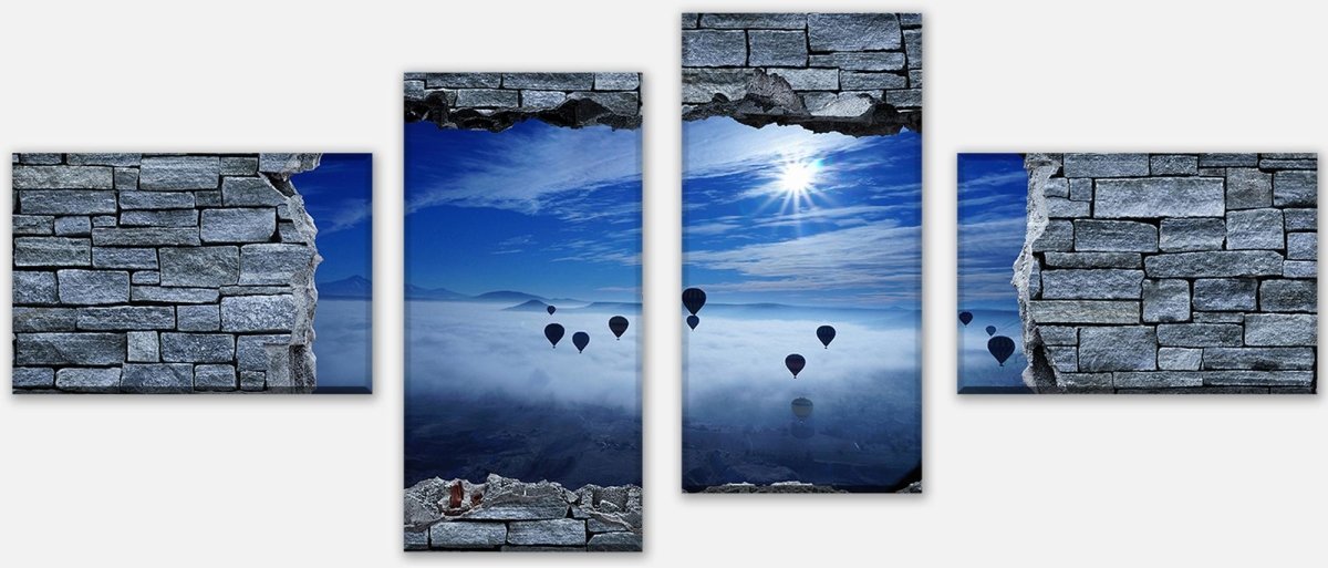 Leinwandbild Mehrteiler 3D Luftballon Turkei - grobe Steinmauer M0635