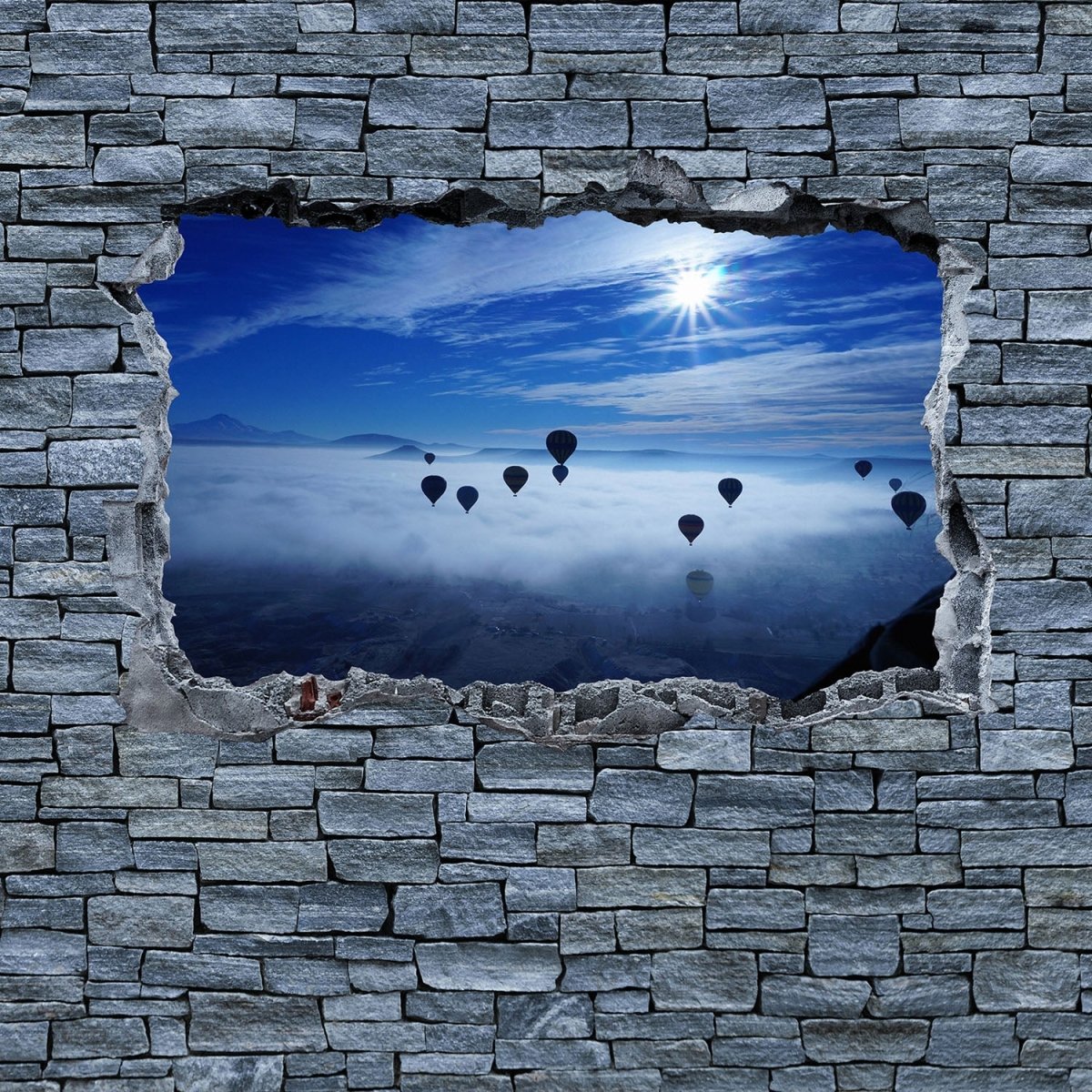 Beistelltisch 3D Luftballon Turkei - grobe Steinmauer M0635 entdecken - Bild 2