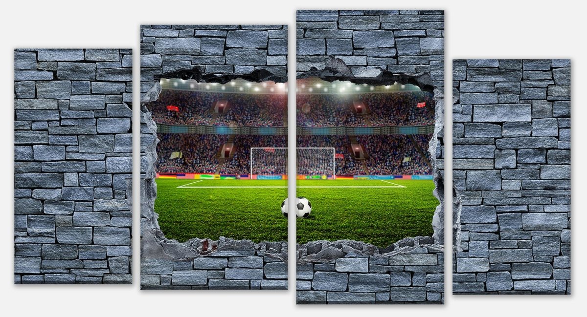 Civière en toile terrain de football 3D - mur en pierre brute M0640