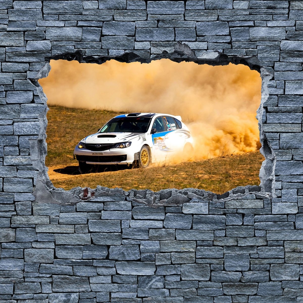 Beistelltisch 3D Rallye Auto - grobe Steinmauer M0641 entdecken - Bild 2