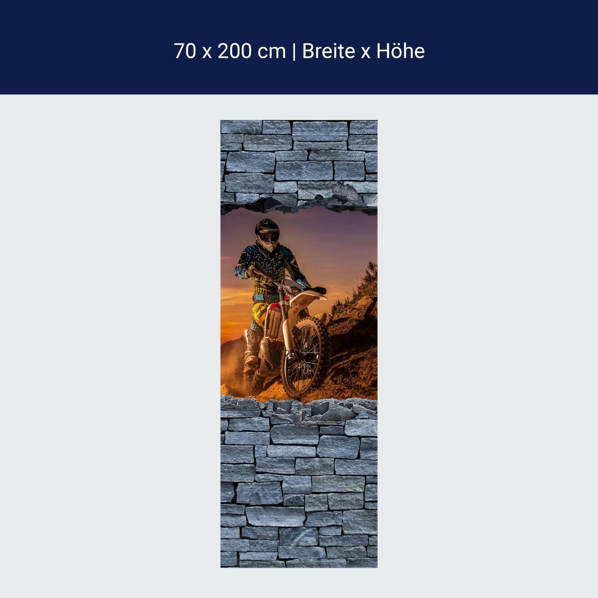 Door wallpaper 3D extreme biker rough stone wall M0642