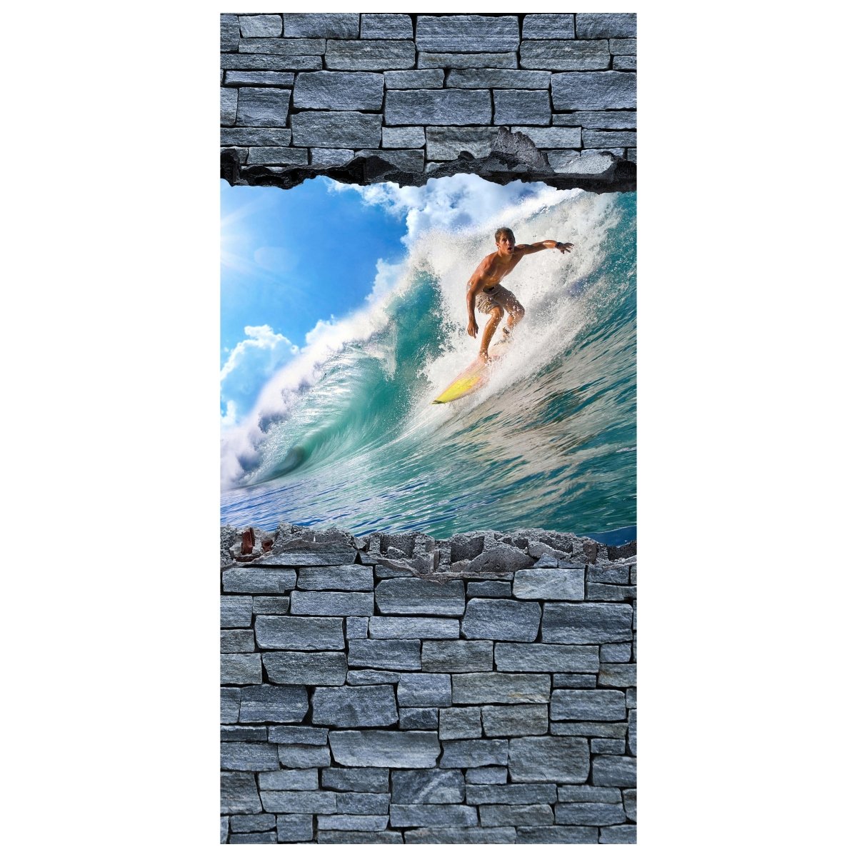 Türtapete 3D Surfing- grobe Steinmauer M0644 - Bild 2