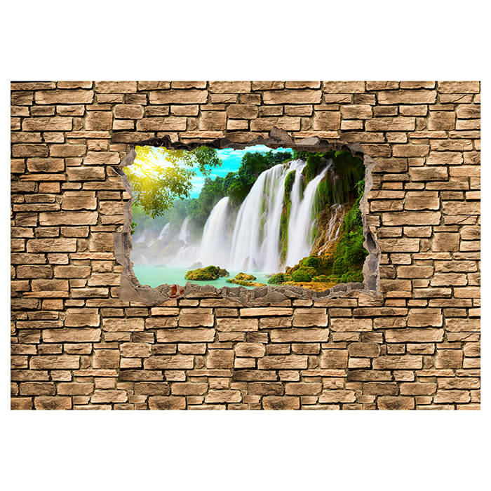Fototapete 3D Wasserfall - Steinmauer M0645 - Bild 2