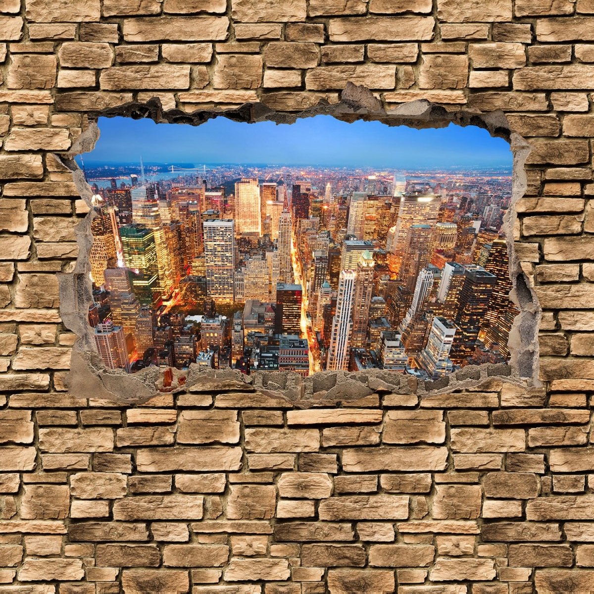 Beistelltisch 3D Manhattan bei Nacht - Steinmauer M0646 entdecken - Bild 2