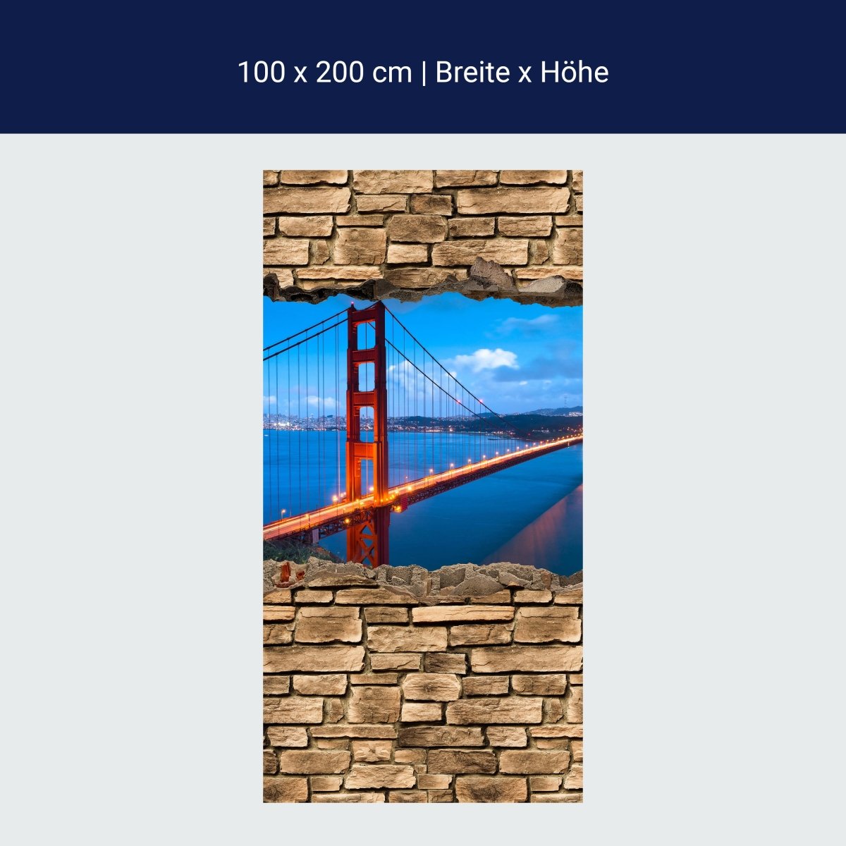 Shower Screen 3D Golden Gate Bridge in San Francisco - Stone Wall M0649