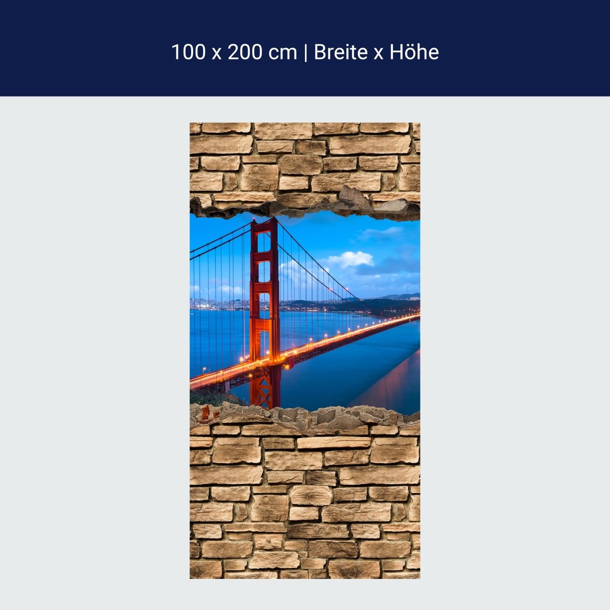 Duschwand 3D Golden Gate Brigde in San Francisco - Steinmauer M0649