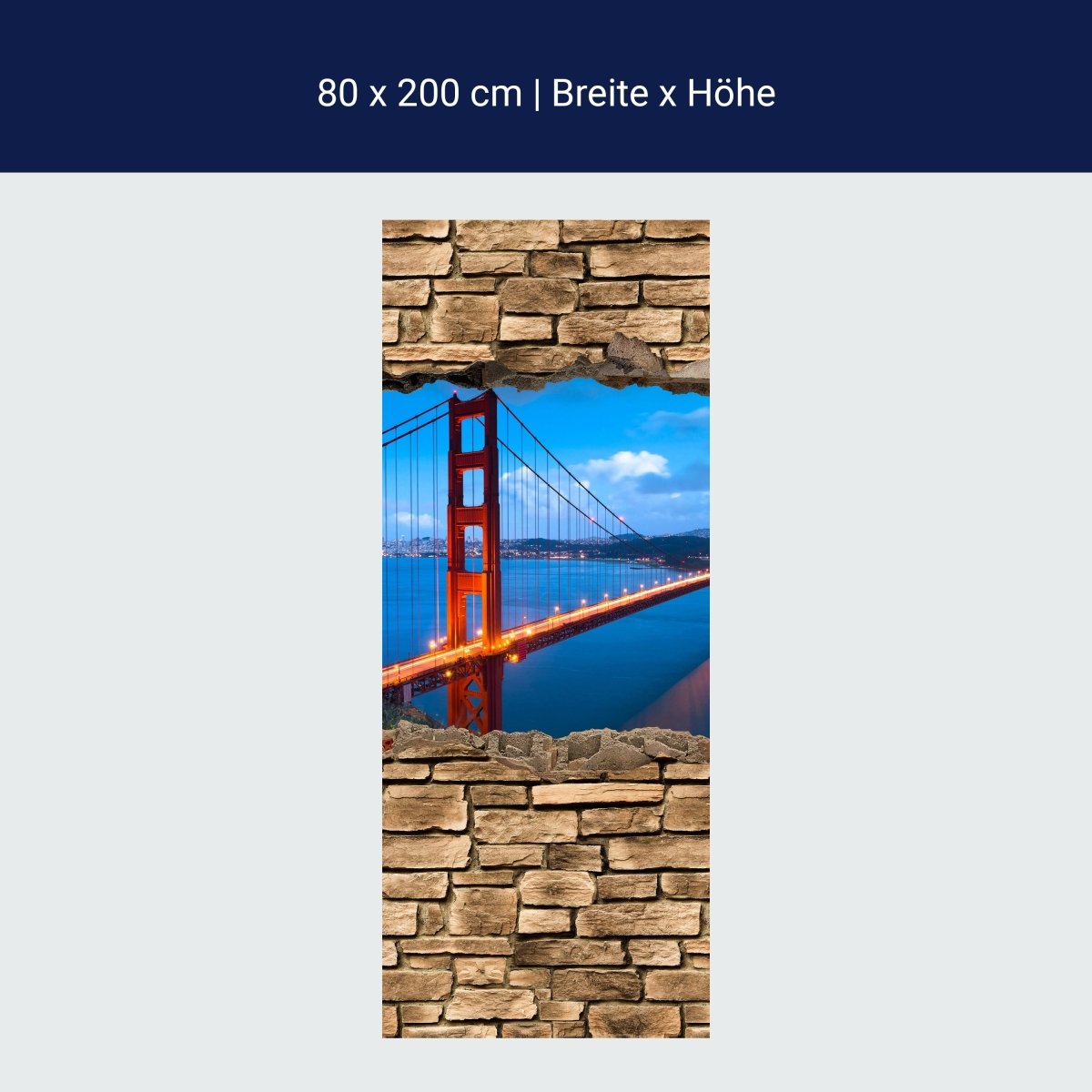 Duschwand 3D Golden Gate Brigde in San Francisco - Steinmauer M0649