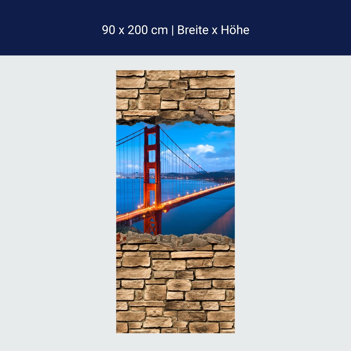 Shower Screen 3D Golden Gate Bridge in San Francisco - Stone Wall M0649