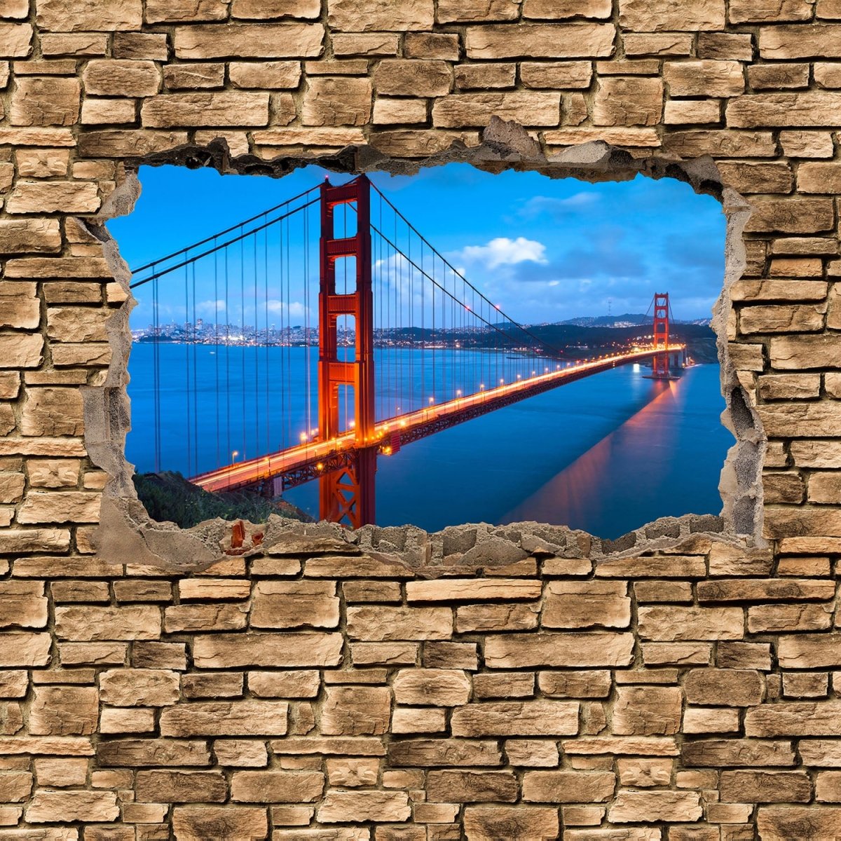Beistelltisch 3D Golden Gate Brigde in San Francisco - Steinmauer M0649 entdecken - Bild 2