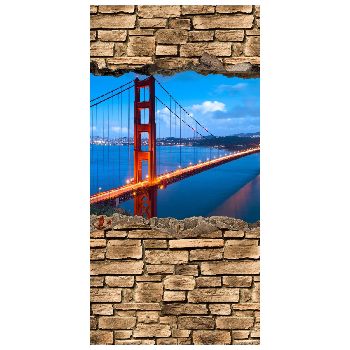 Türtapete 3D Golden Gate Brigde in San Francisco - Steinmauer M0649 - Bild 2