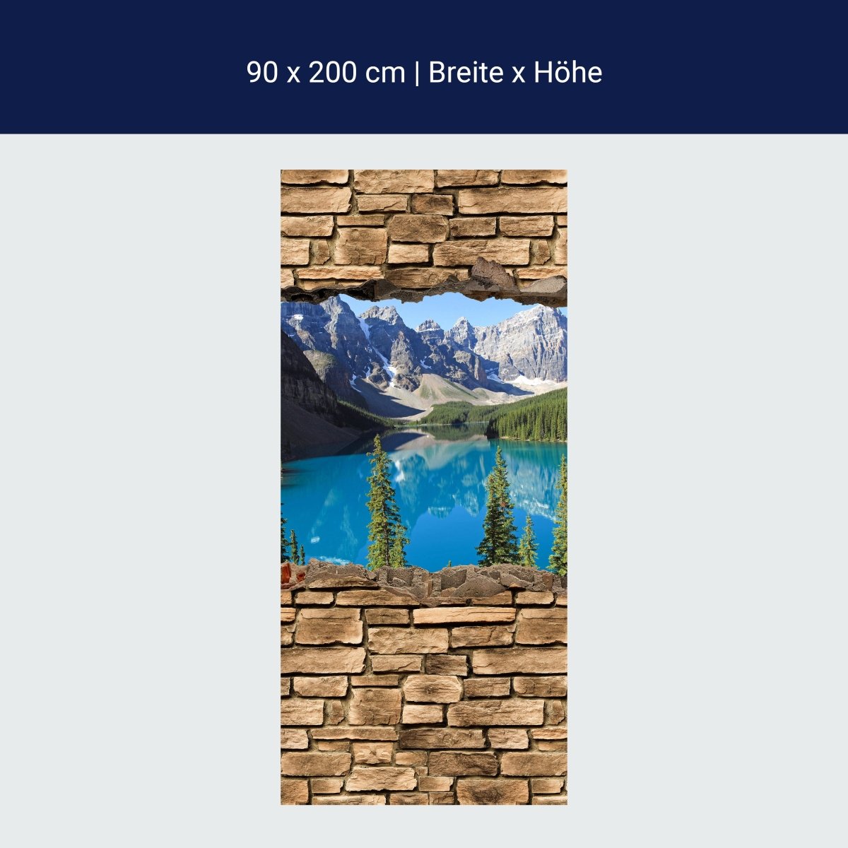 Türtapete 3D Moraine Lake Kanada - Steinmauer M0650