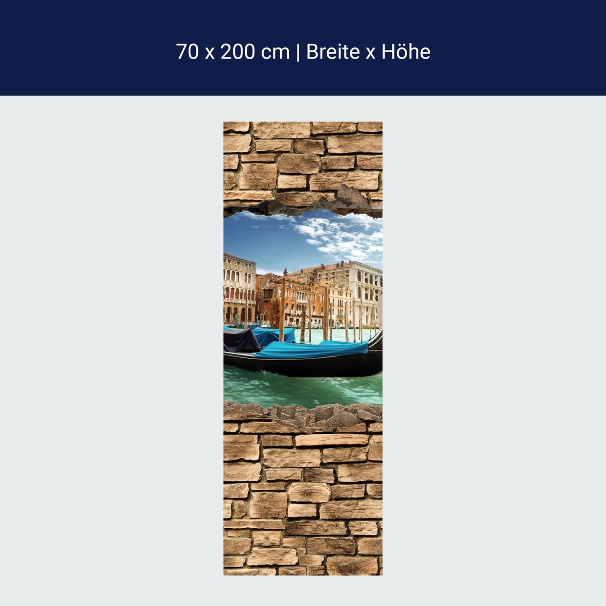 Door wallpaper 3D gondolas Venice - stone wall M0655