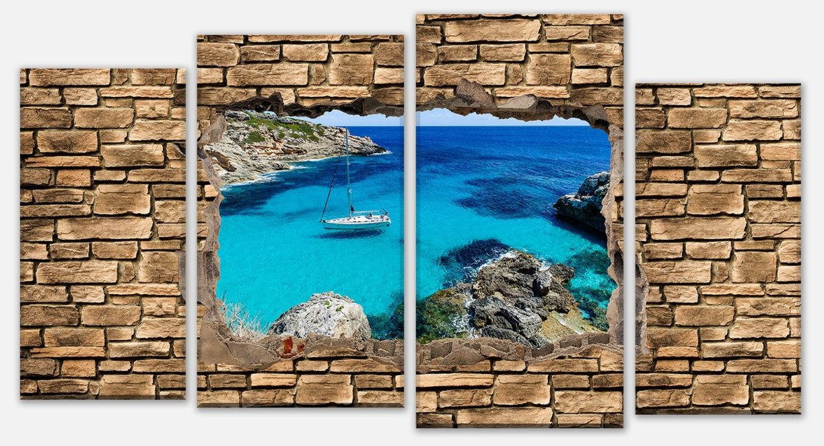 Stretched Canvas Print 3D Sailing - Stone Wall M0665