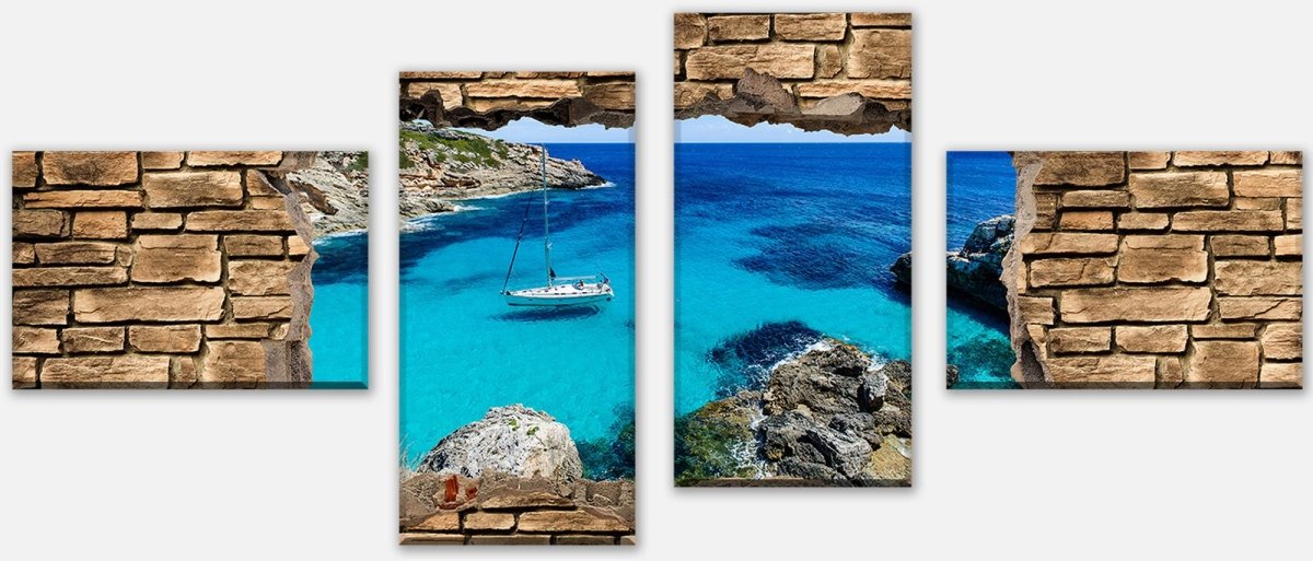 Stretched Canvas Print 3D Sailing - Stone Wall M0665