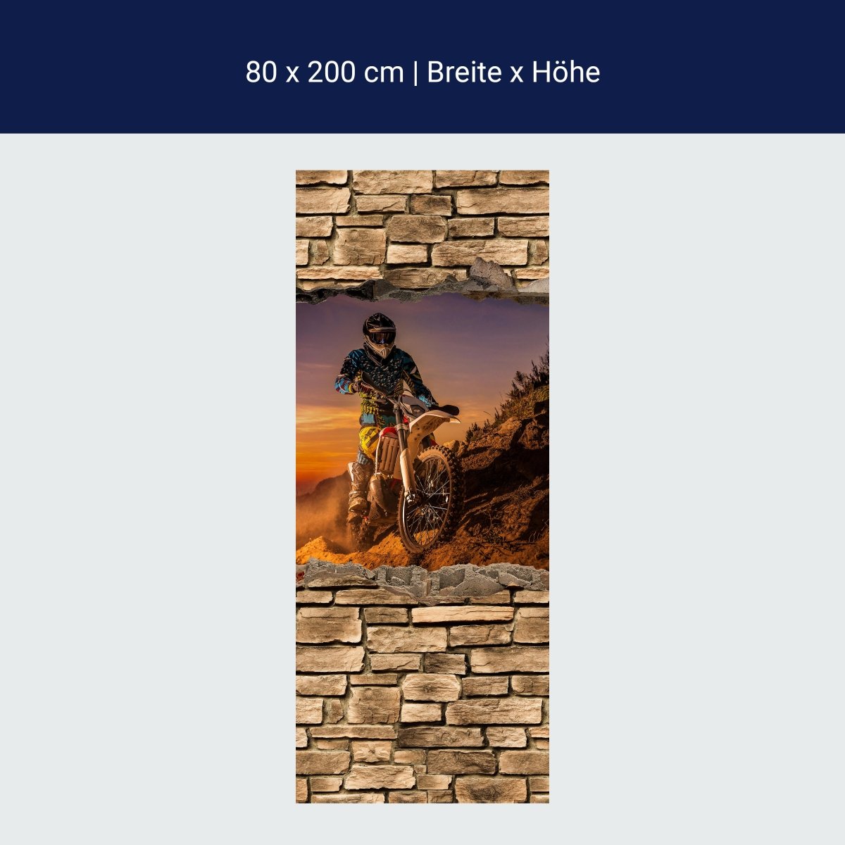 Paroi de douche 3D Extreme Biker mur de pierre M0668