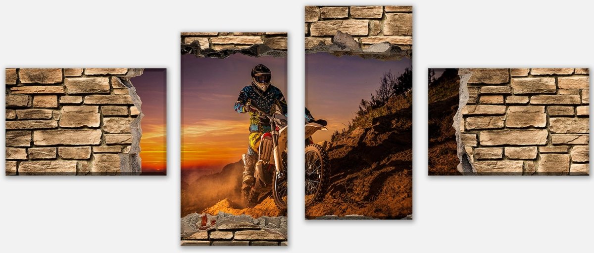 Impression sur Toile 3D Extreme Biker Stone Wall M0668