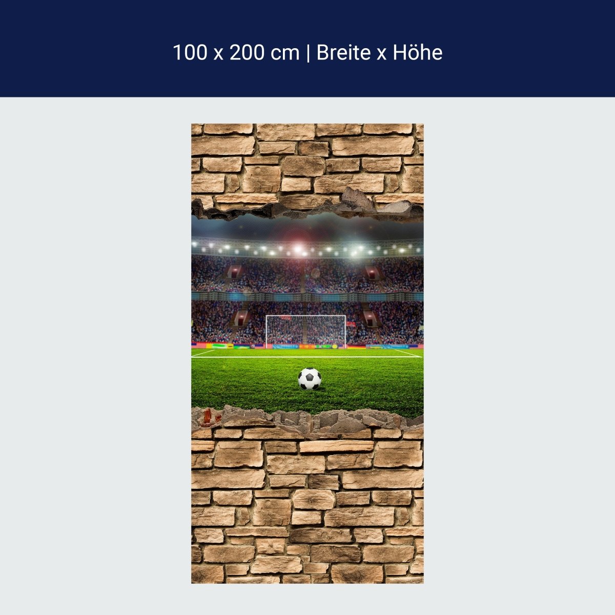Duschwand 3D Fußballfeld - Steinmauer M0669