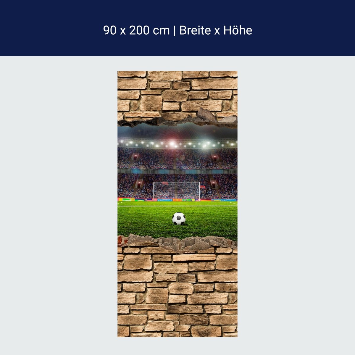 Duschwand 3D Fußballfeld - Steinmauer M0669