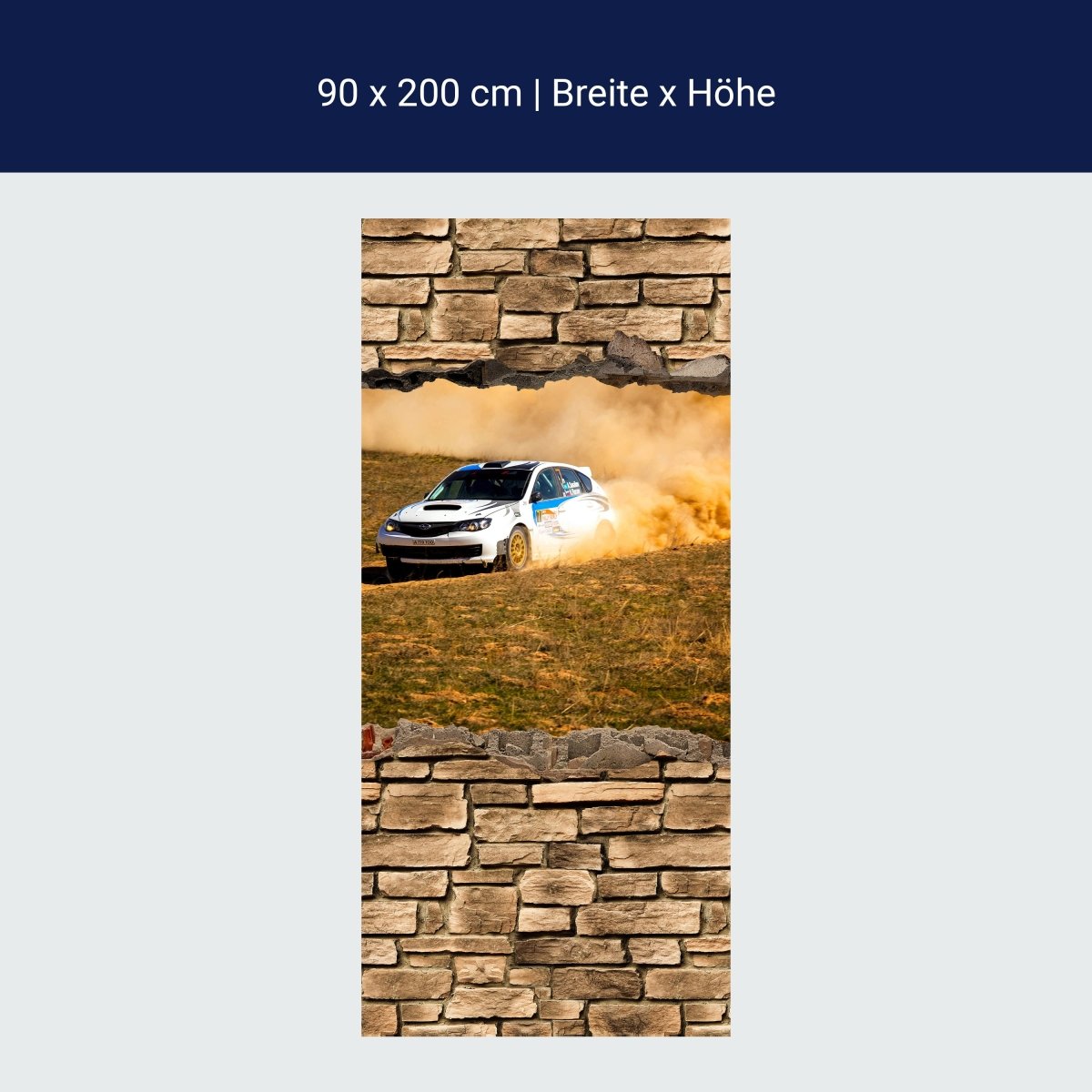 Duschwand 3D Rallye Auto - Steinmauer M0670