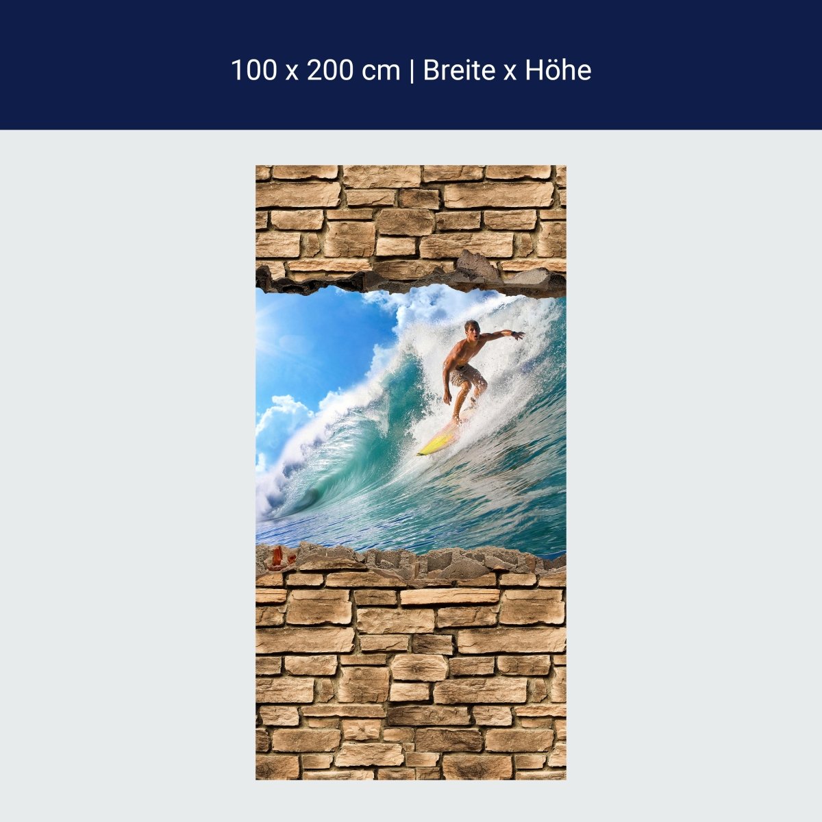 Duschwand 3D Surfing - Steinmauer M0672