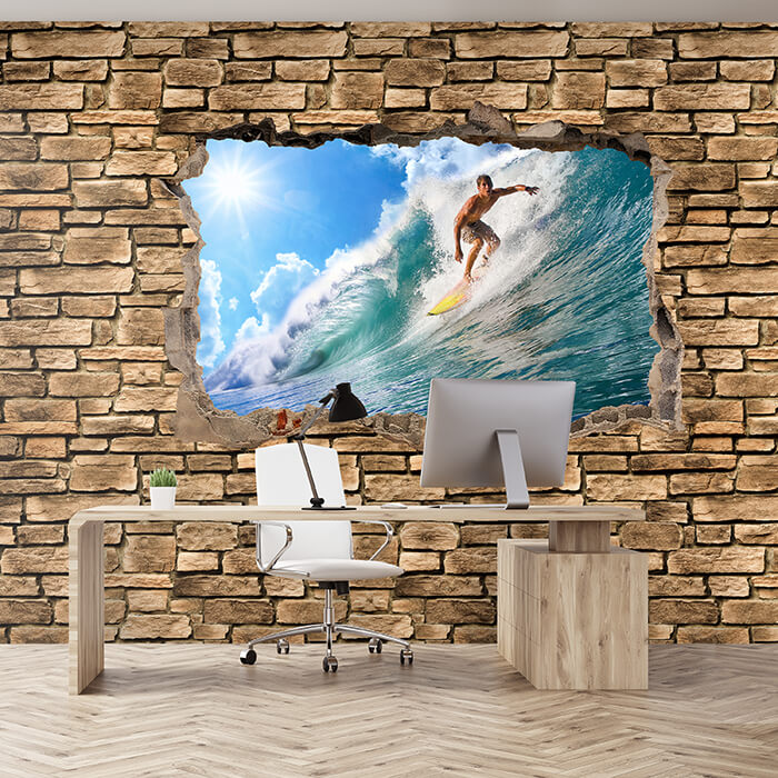 Fototapete 3D Surfing - Steinmauer M0672 - Bild 1