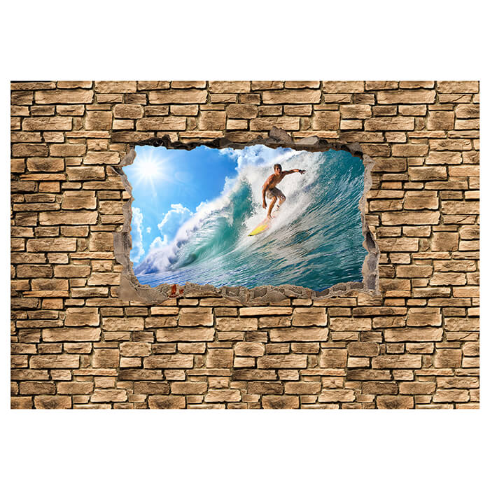 Fototapete 3D Surfing - Steinmauer M0672 - Bild 2